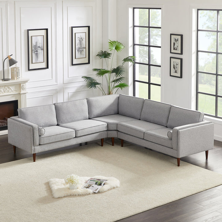 Isaak 105" Wide Symmetrical Corner Etta Avenue™ Fabric: Gray Linen
