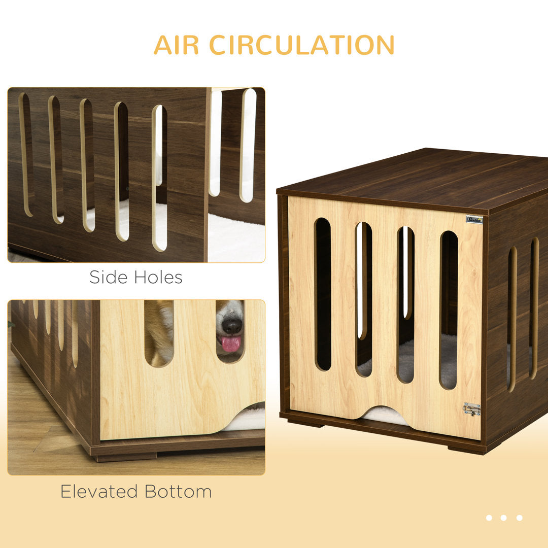 Monique Furniture Style Dog Crate End Table Decorative Puppy House With Soft Cushion, Side Holes, Removable Door Panel, Safety Lock, Indoor Use, For Small & Medium Dogs, Brown Archie & Oscar™