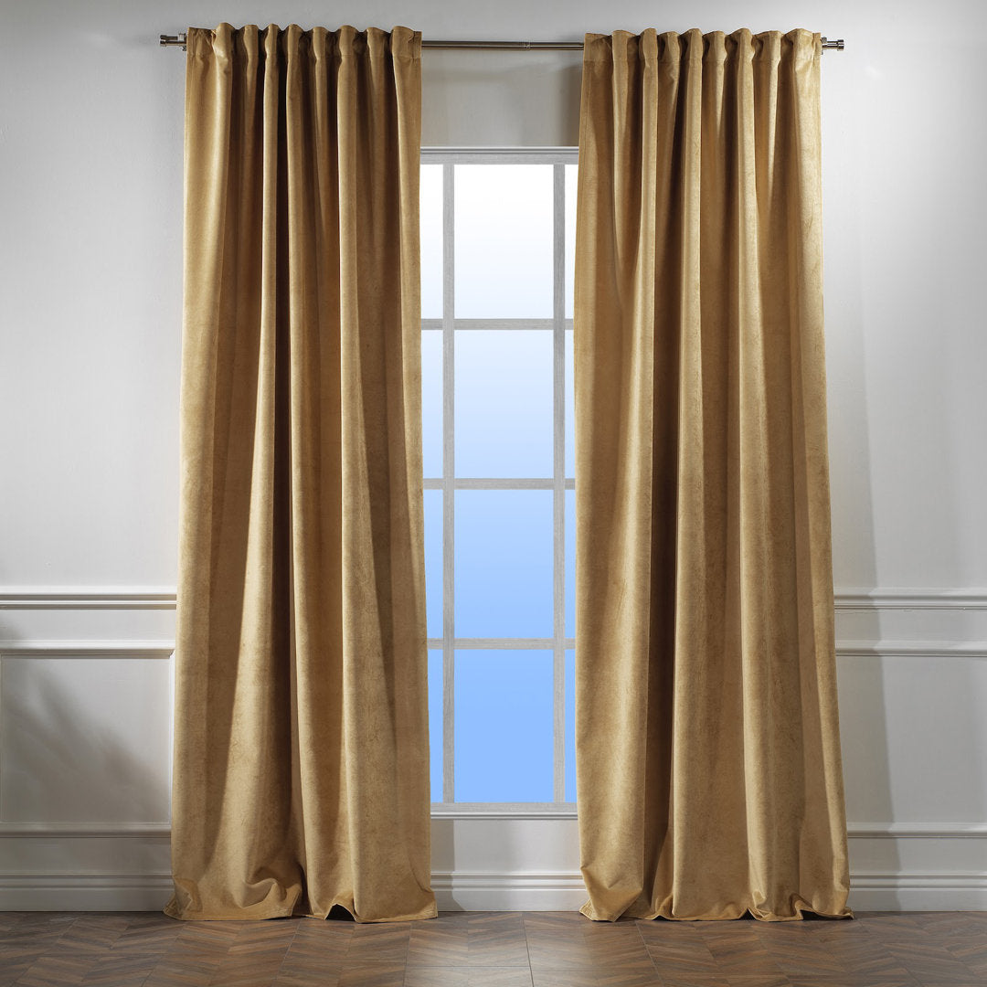 Matte Velvet Extra wide x Extra Long Custom Made Decorative Single Panel Lilijan Home & Curtain Curtain Color: 60 Sepia Size per Panel: 100" W x 192" L