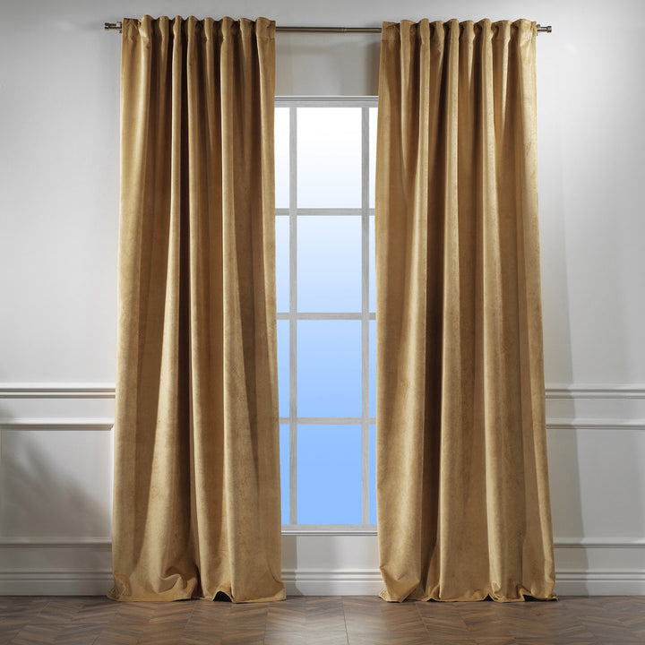 Matte Velvet Extra wide x Extra Long Custom Made Decorative Single Panel Lilijan Home & Curtain Curtain Color: 60 Sepia Size per Panel: 100" W x 192" L