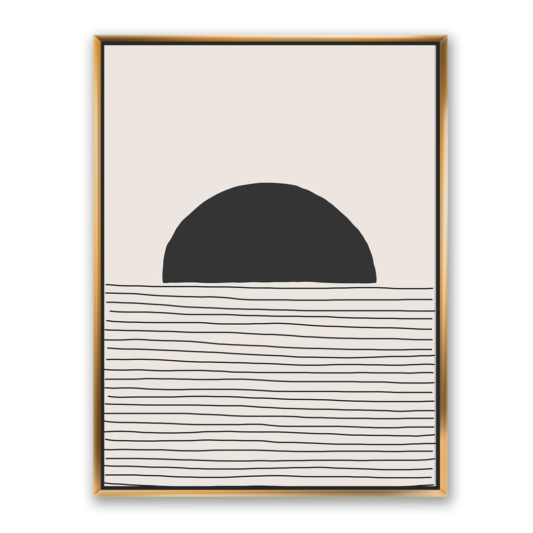 Minimal Geometric Lines and Circle V - Floater Frame Print on Canvas East Urban Home Size: 46'' H x 36'' W x 1.5'' D Format: Gold Framed Canvas