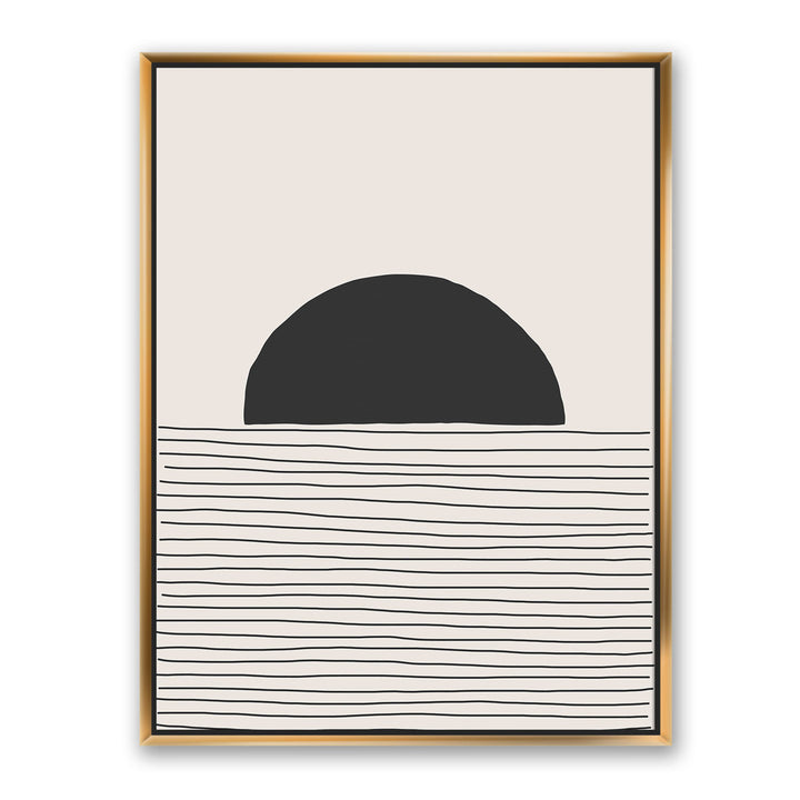 Minimal Geometric Lines and Circle V - Floater Frame Print on Canvas East Urban Home Size: 46'' H x 36'' W x 1.5'' D Format: Gold Framed Canvas