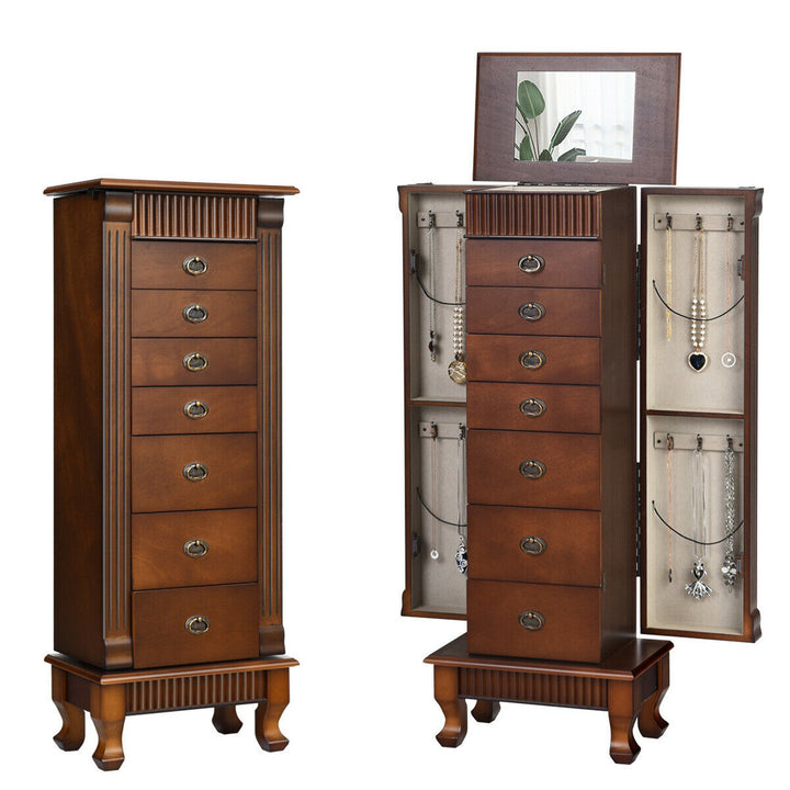 Melitta Wood Free Standing Jewelry Armoire with Mirror Canora Grey