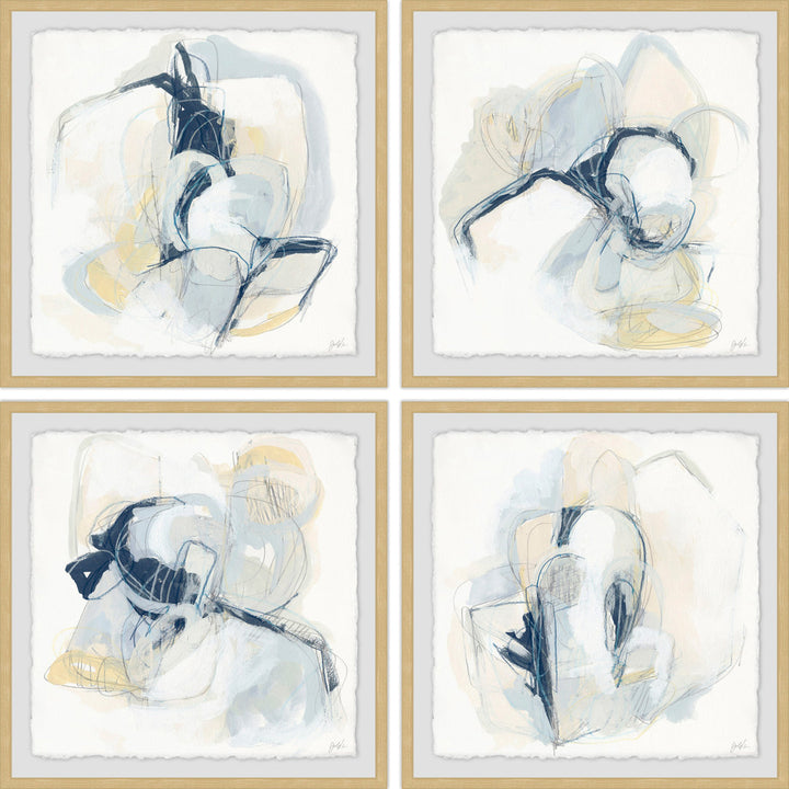 Pastel Sketches - 4 Piece Picture Frame Print Set on Paper Wrought Studio™ Frame Size: 18" H x 18" W