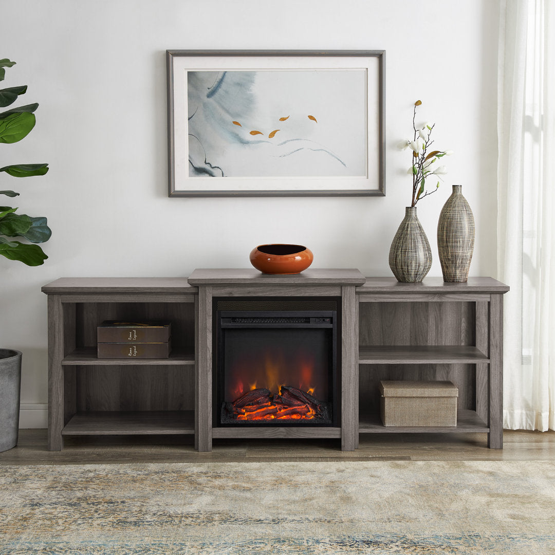 Woodbury 70" Media Console with Electric Fireplace Millwood Pines Color: Slate Gray
