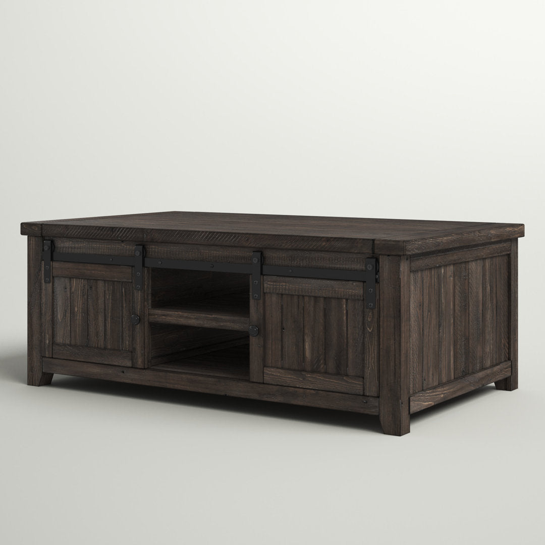 Solid Wood Coffee Table with Storage Sand & Stable™ Table Base Color: Brown