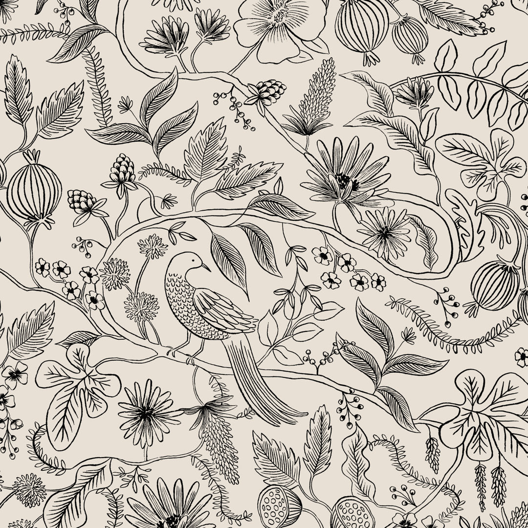 Rifle Paper Co. x Cloth & Company Bristol Armchair Rifle Paper Co. x Cloth & Company Body Fabric: Rpc Aviary Black & Cream Linen
