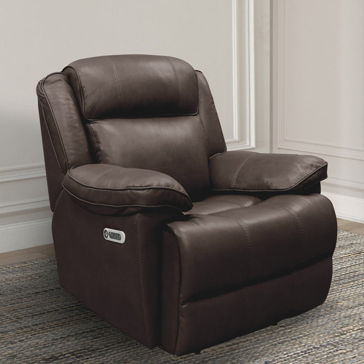 Milladore 41" Wide Genuine Leather Power Glider Standard Recliner Lark Manor™ Body Fabric: Brown