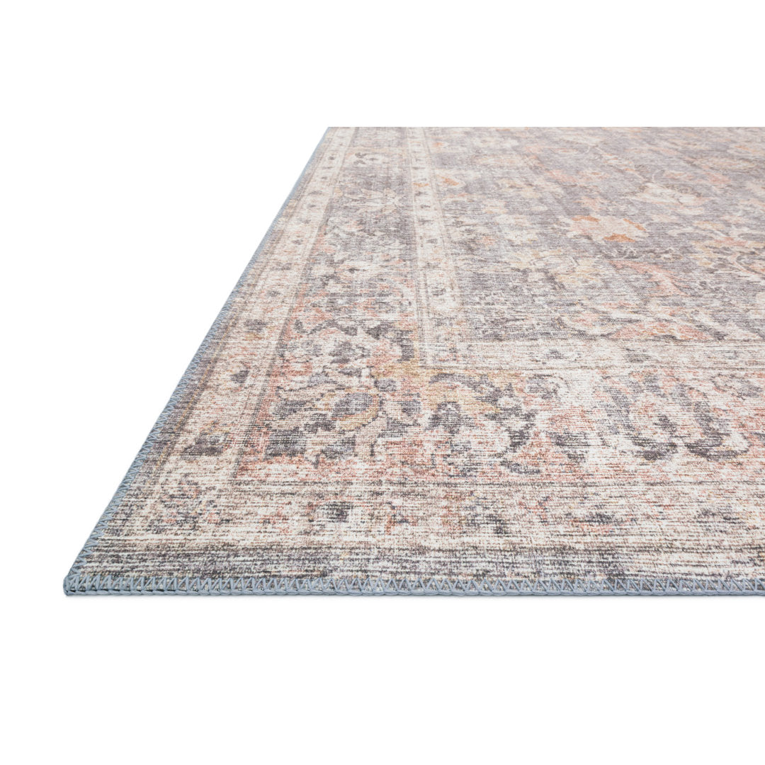 Gelo Oriental Gray/Peach Area Rug Bungalow Rose Rug Size: Round 6'
