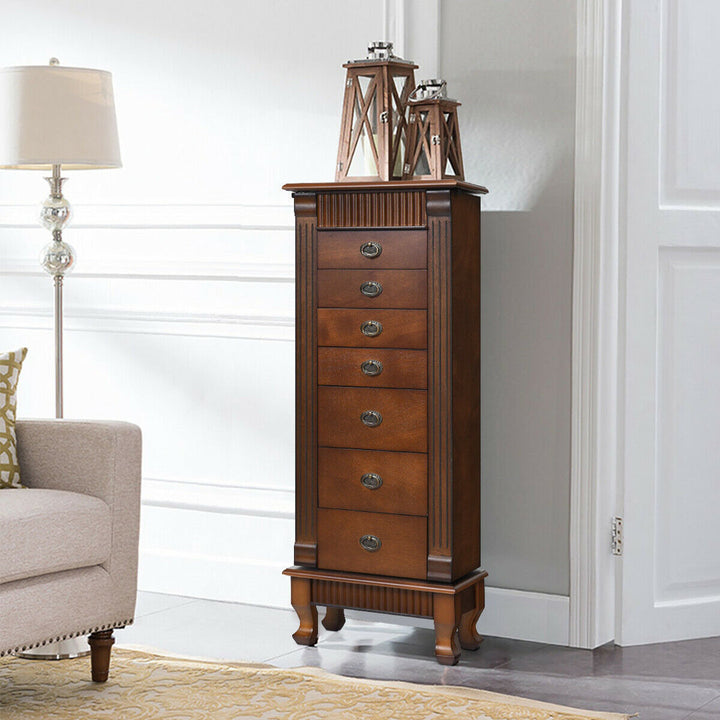 Melitta Wood Free Standing Jewelry Armoire with Mirror Canora Grey