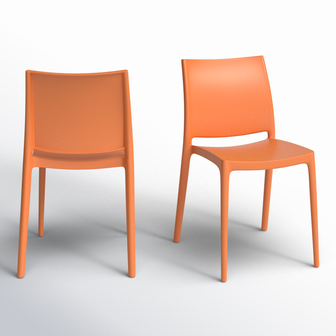 Burt Stacking Patio Dining Side Chair (Set of 2) AllModern Color: Orange