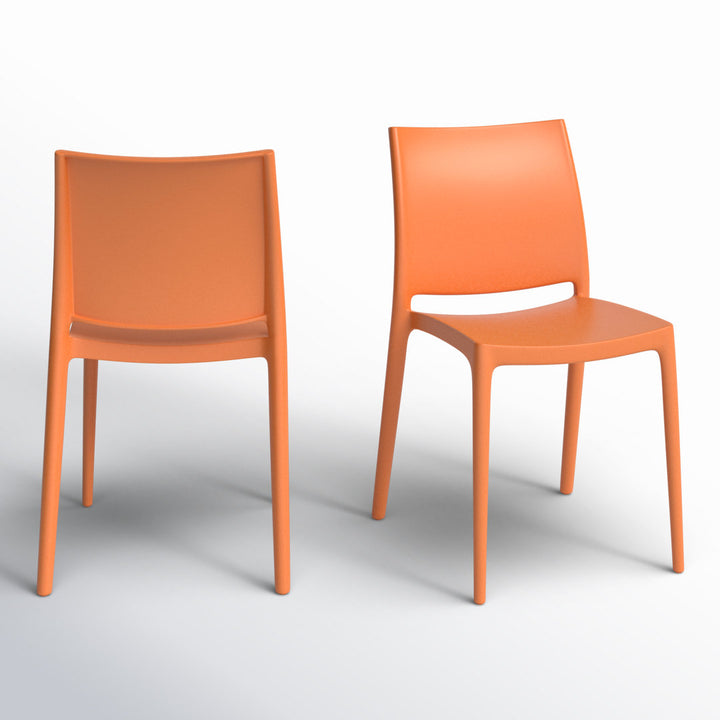 Burt Stacking Patio Dining Side Chair (Set of 2) AllModern Color: Orange