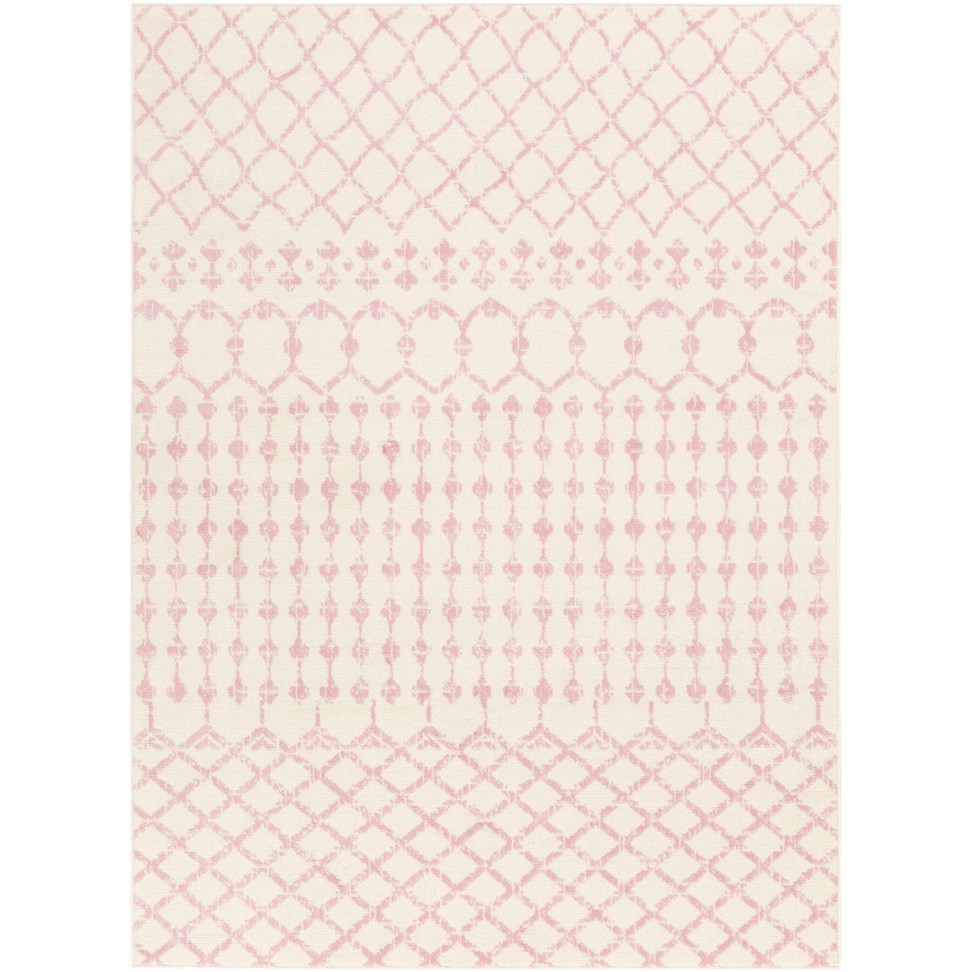 Amilla Geometric Pale Pink/Cream Area Rug Langley Street® Rug Size: Rectangle 5'3" x 7'3"