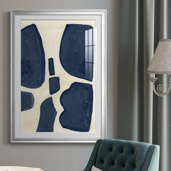 Blue Pieces II - Picture Frame Print Orren Ellis Size: 42.5" H x 30.5" W x 1" D Format: Silver