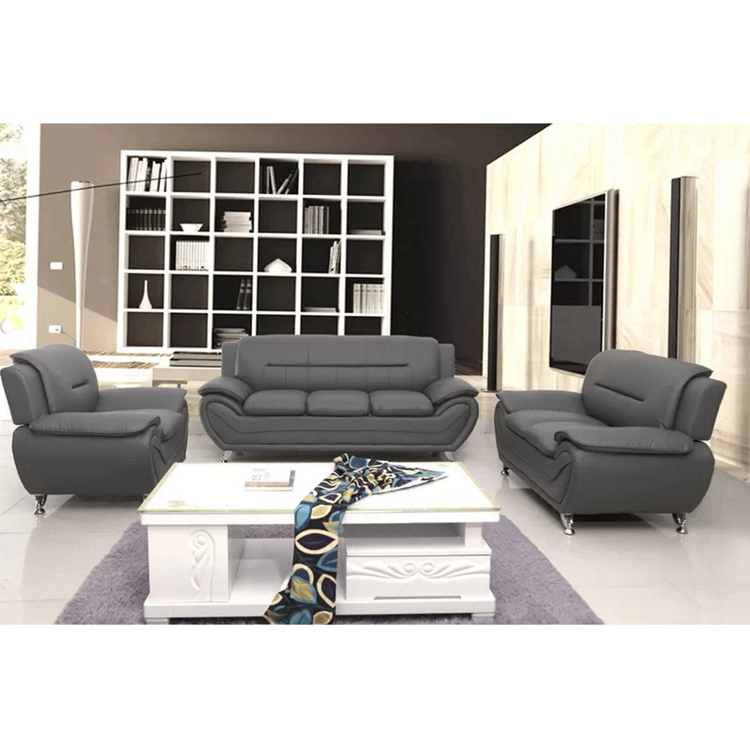 Mulvey 80" Faux Leather Pillow Top Arm Sofa Orren Ellis Upholstery Color: Gray