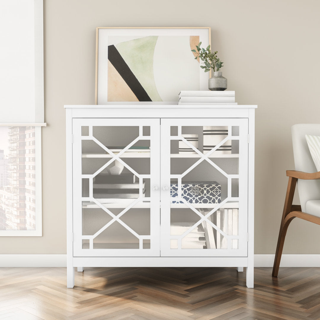 Fiama 38" Three Shelf Accent Cabinet with Two Glass Doors Red Barrel Studio® Color: White