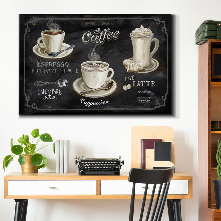 Coffee Trio - Wrapped Canvas Textual Art Print Winston Porter Size: 12" H x 8" W x 1" D