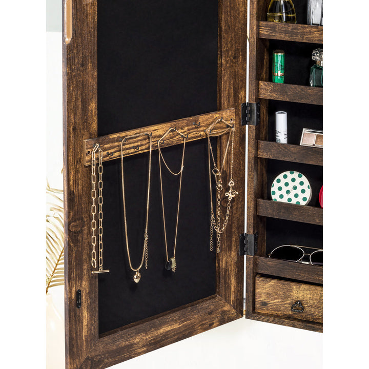 Grishilde Wall Mounted Jewelry Armoire with Mirror Latitude Run® Color: Rustic Brown