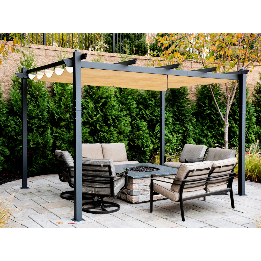 Atlantics Outdoor Retractable Pergola with Sun Shade Canopy 10' x 13' Kozyard Color: Beige