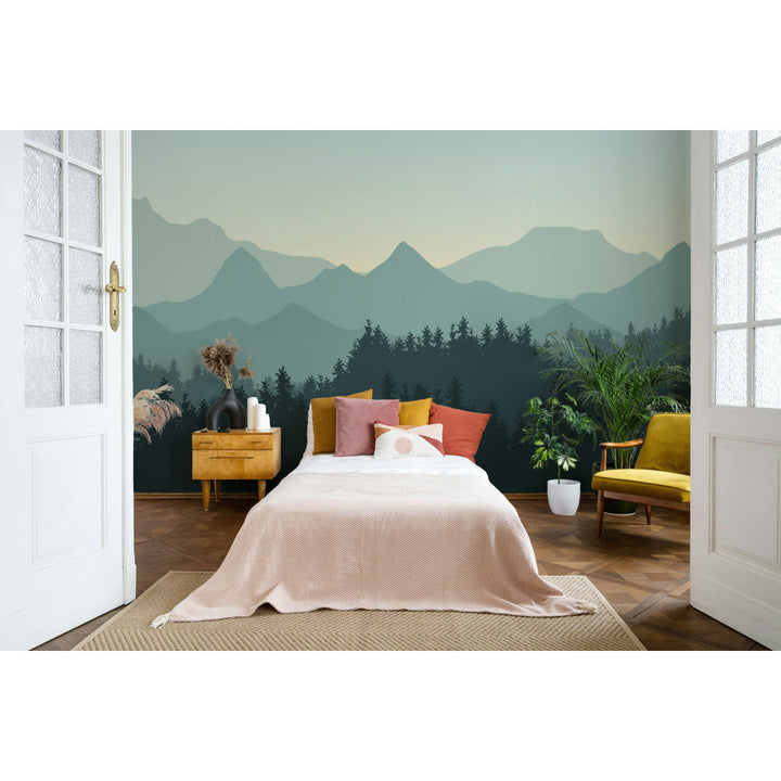 Jaylyne Serene Mountain and Forest Silhouette Paintable Wallpaper Roll (Set of 6) Loon Peak® Size: 100"L x 150"W