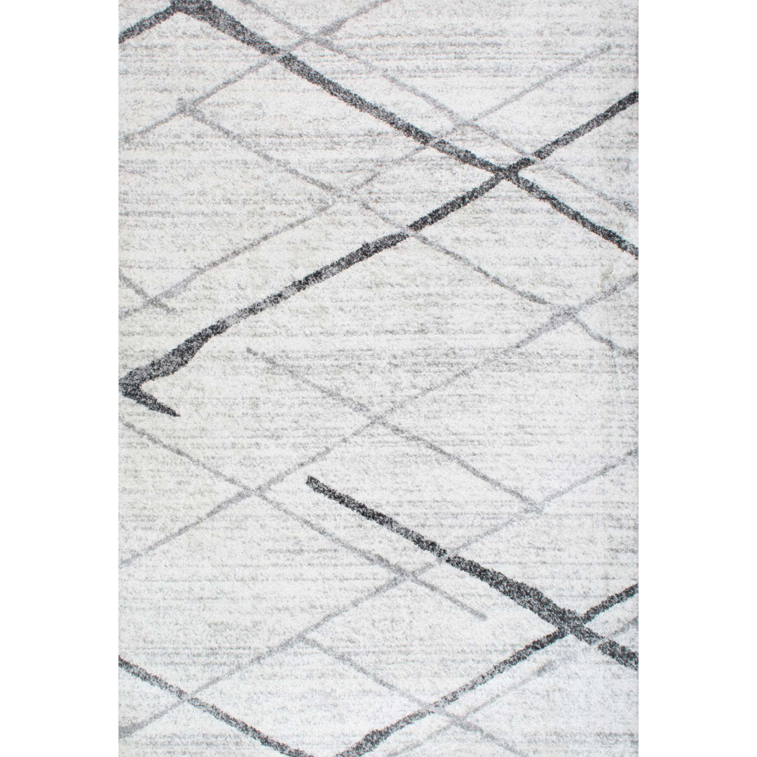 Amii Abstract Stripe Contemporary Ivory/Gray/Charcoal Area Rug Wrought Studio™ Rug Size: Rectangle 12' x 15'