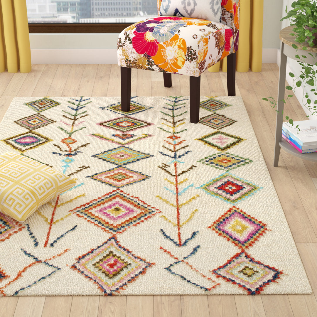 Agostini Handmade Tufted Wool Off-White Rug Mack & Milo™ Rug Size: Rectangle 7'6" x 9'6"