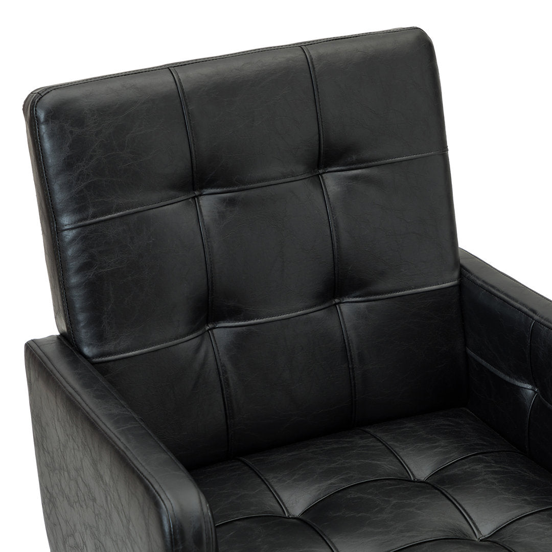 Auric Mid-Century Modern Vegan Leather Height-Adjustable Swivel Office Chair Wade Logan® Upholstery Color: Black