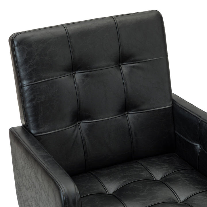 Auric Mid-Century Modern Vegan Leather Height-Adjustable Swivel Office Chair Wade Logan® Upholstery Color: Black