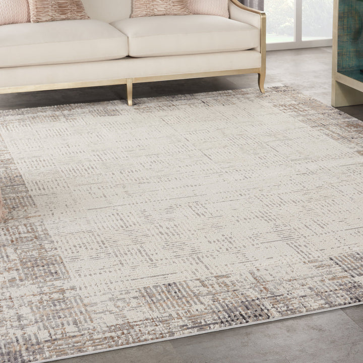 Adriao Geometric Gray/Ivory Area Rug Wade Logan® Rug Size: Rectangle 5'3" x 7'3"