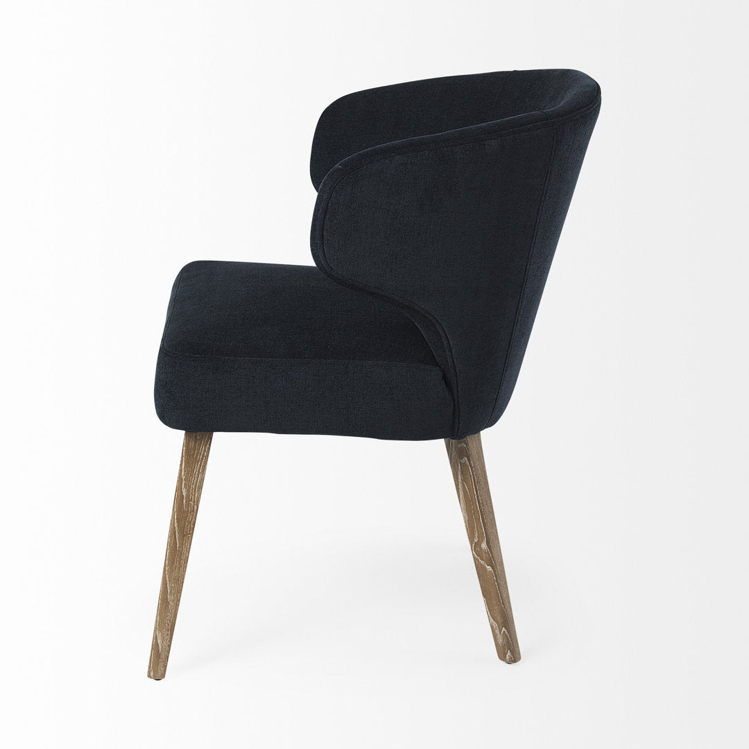 Golino Fabric Upholstered Wingback Side Chair Joss & Main Leg Color: Brown, Upholstery Color: Black