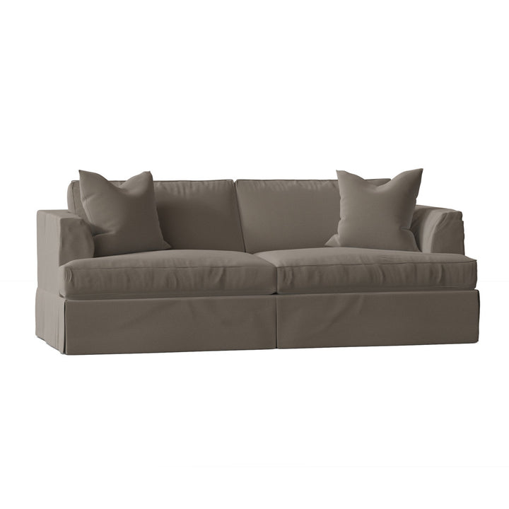 Lucia 93" Recessed Arm Slipcovered Sofa Bed Wayfair Custom Upholstery™ Fabric: Classic Smoke Twill
