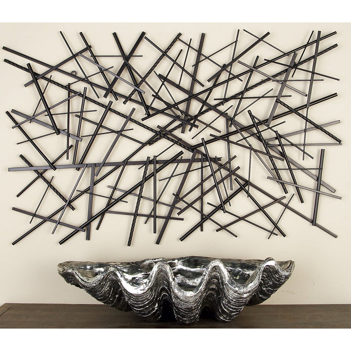 Black Metal Overlapping Lines Geometric Home Wall Decor Mercury Row®