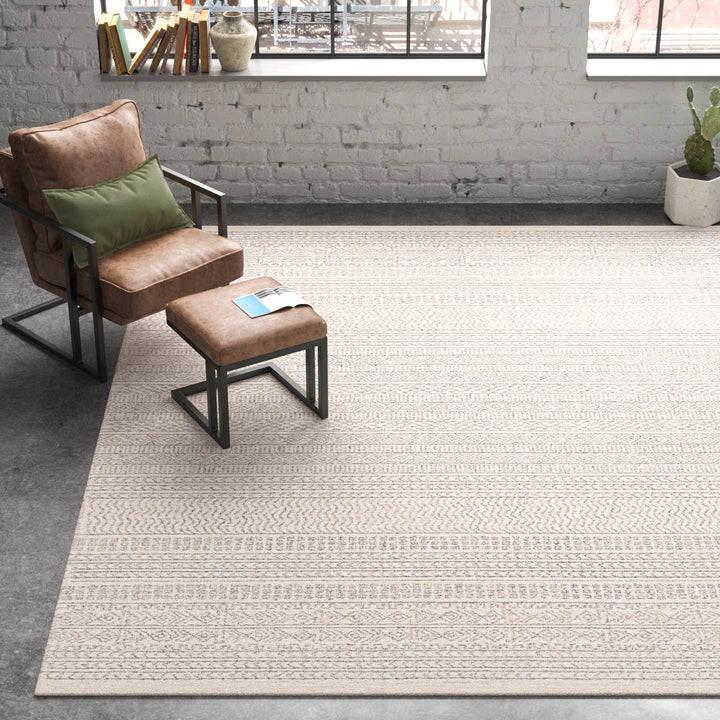 Lansing Geometric Hand-Tufted Wool Gray/Cream Area Rug Steelside™ Rug Size: Rectangle 5' x 7'6"