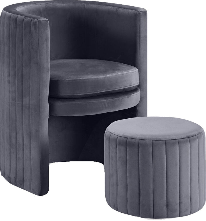 Amilliona Barrel Chair and Ottoman Wrought Studio™ Fabric: Gray