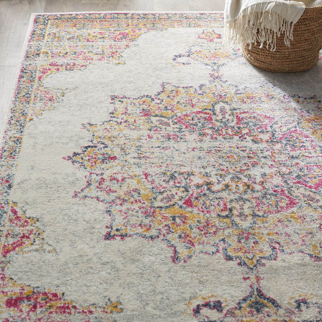 Mcalmont Medallion Power Loomed Performance Pink/Fuchsia Rug Bungalow Rose Rug Size: Rectangle 10' x 14'