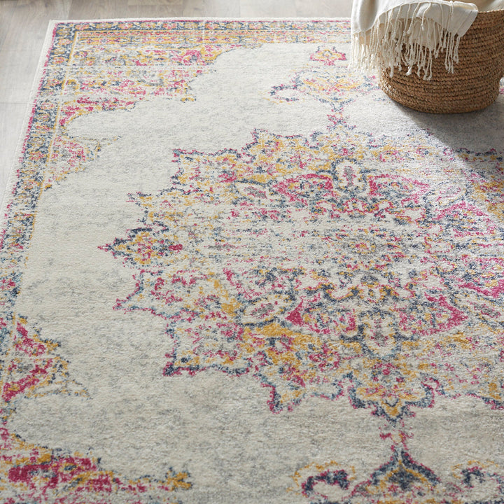 Mcalmont Medallion Power Loomed Performance Pink/Fuchsia Rug Bungalow Rose Rug Size: Rectangle 10' x 14'