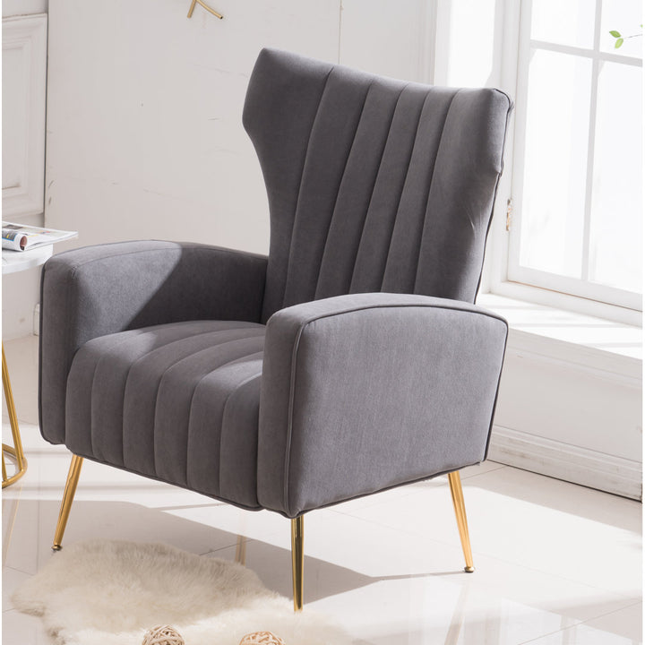 Floreal 27.5" Wide Velvet Wingback Chair Etta Avenue™ Fabric: Gray