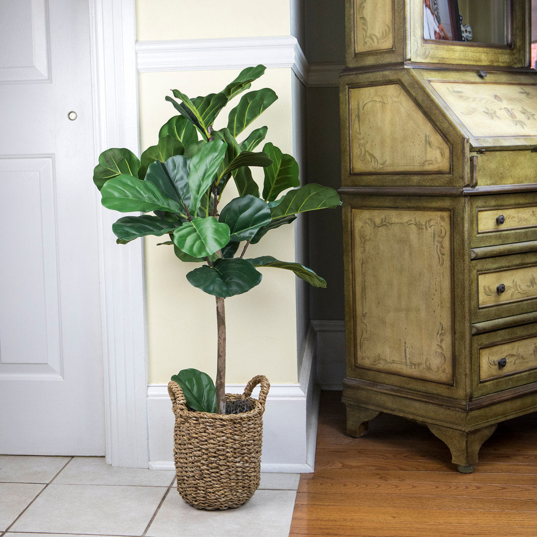 30" Artificial Fiddle Leaf Fig Tree in Basket Joss & Main