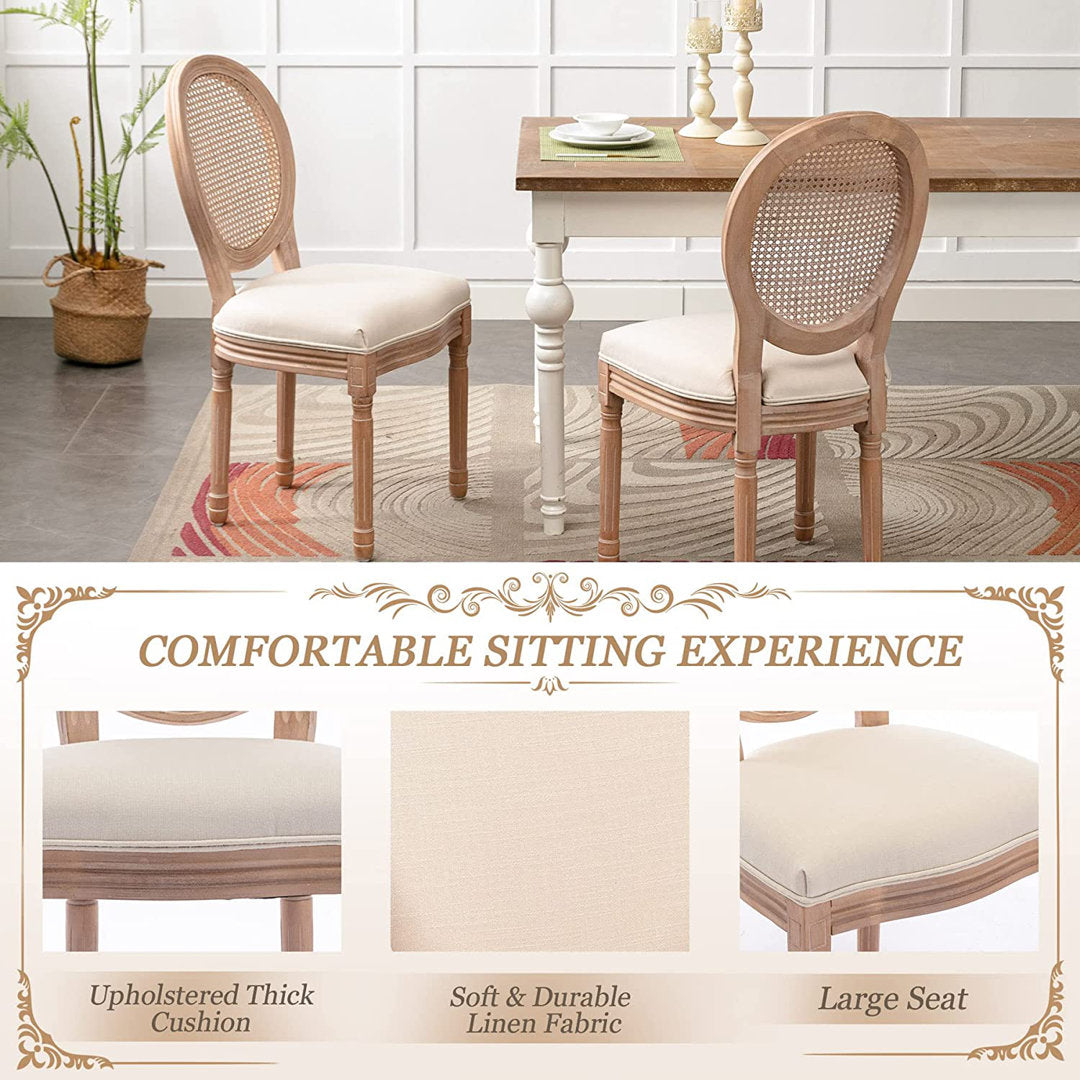 Madelynn King Louis Back Side Chair in Beige/Oak (Set of 2) Kelly Clarkson Home