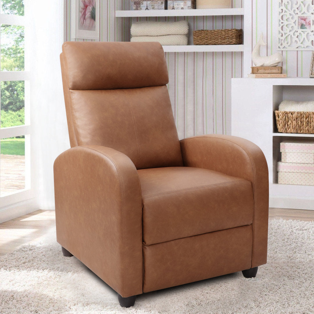 Sykora 26.8" Wide Faux Leather Manual Club Recliner Ebern Designs Fabric: Light Brown