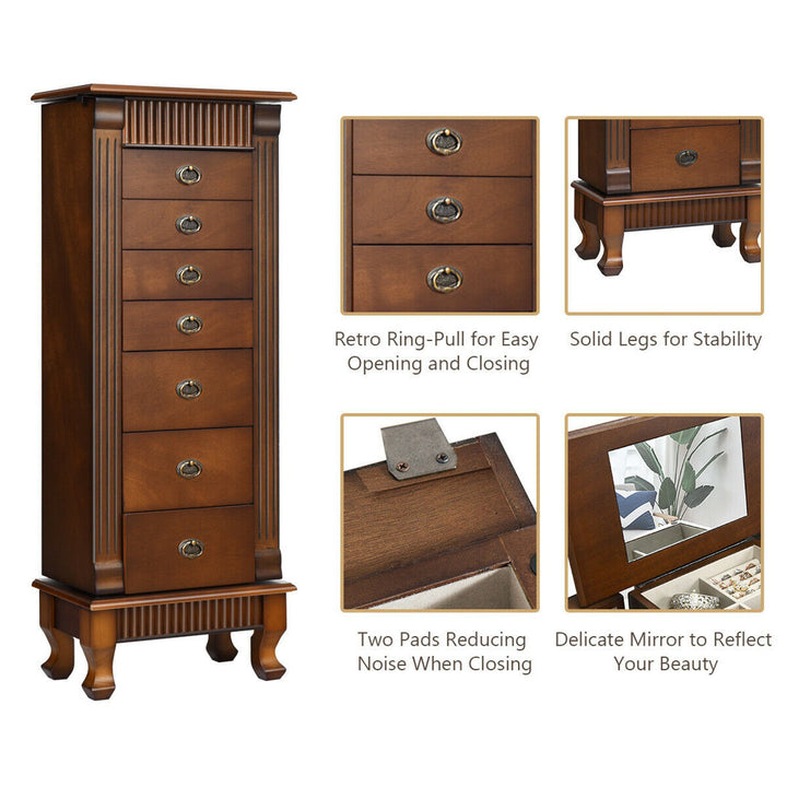 Melitta Wood Free Standing Jewelry Armoire with Mirror Canora Grey