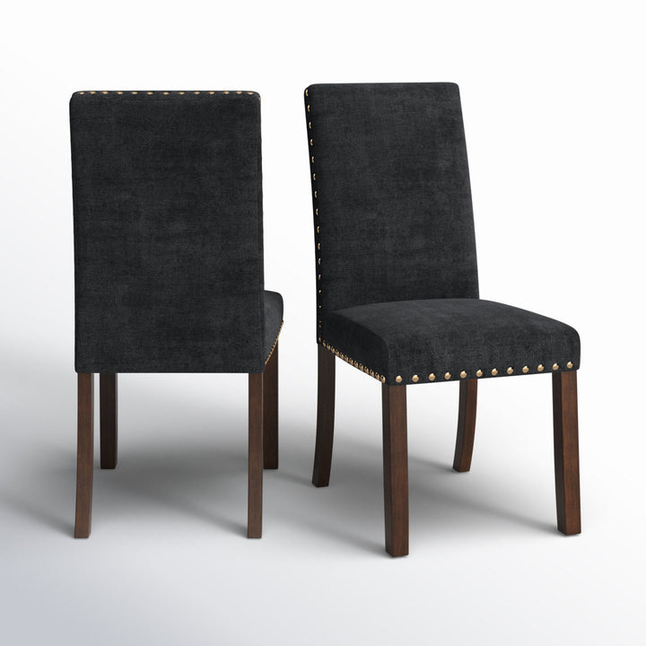 Bontrager Linen Dining Room Parsons Chair (Set of 2) Andover Mills™ Upholstery Color: Black