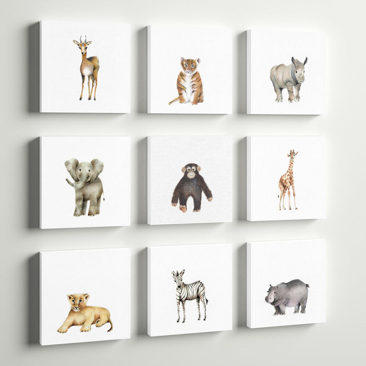 Aylin 'Watercolor Zoo Animal Illustration' 9 Piece Canvas Art Three Posts™ Baby & Kids