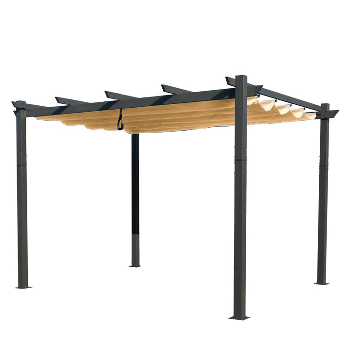 Atlantics Outdoor Retractable Pergola with Sun Shade Canopy 10' x 13' Kozyard Color: Tan