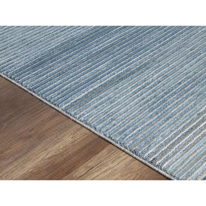 Woodstock Striped Gray/Blue Area Rug Highland Dunes Rug Size: Rectangle 5'3" x 7'6"