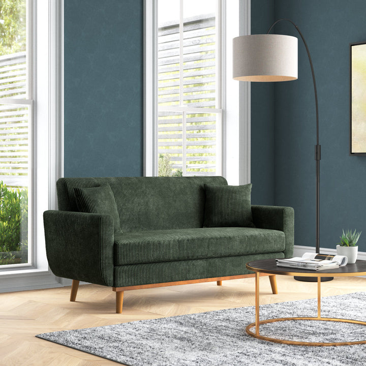 Artina 65'' Square Arm Loveseat Wade Logan® Fabric: Dark Green Corduroy