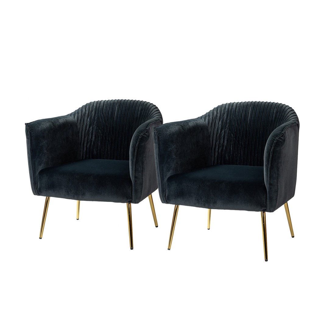 Ratzlaff 27" W Tufted Velvet Barrel Chair (Set of 2) Willa Arlo™ Interiors Fabric: Black Velvet
