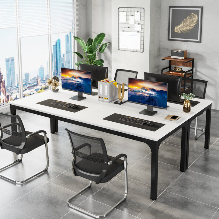 Alyzia 78.8'' W Rectangle Computer Desk 17 Stories Color (Top/Frame): White/Black