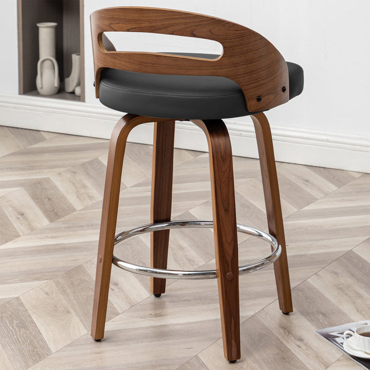Mahtab Swivel Counter & Bar Stool (Set of 2) Corrigan Studio® Seat Height: Counter Stool = 25.59” Seat Height, Upholstery: Black Faux Leather