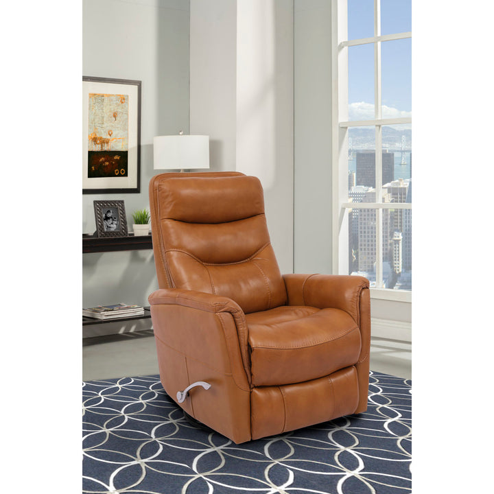 30" Top Grain Leather Manual Swivel Glider Recliner with Flared Arms Red Barrel Studio® Upholstery Color: Butterscotch Genuine Leather
